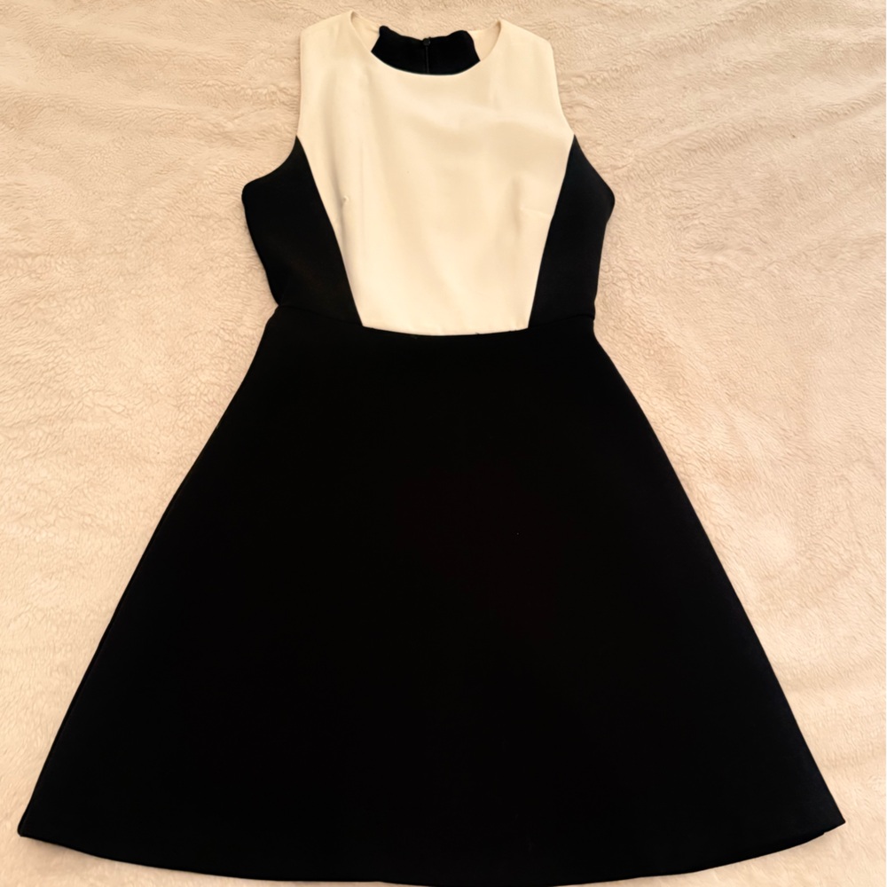 Zara Black and White Sleeveless Midi A-Line Dress